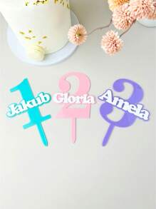 Personalised Happy Birthday Cake Topper Acrylic Age & Name Birthday Topper Number Custom Wood Rustic Cake Toppers