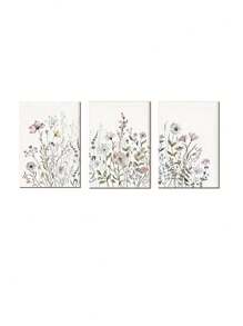 3pcs/Set Unframed Watercolor Flower Poster Wall Decor,Wall Art,Canvas Gifts Birthday Graduation - Multicolor - View 14