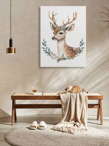 1pc Animal Print Canvas Poster Deer - Elephant - Fox - Wolf - Panda With Hat Wall Art Unframed Canvas Painting - Bedroom, Home Office, Kitchen, Bathroom - Indoor/Outdoor Hanging Art Gifts Birthday Graduation