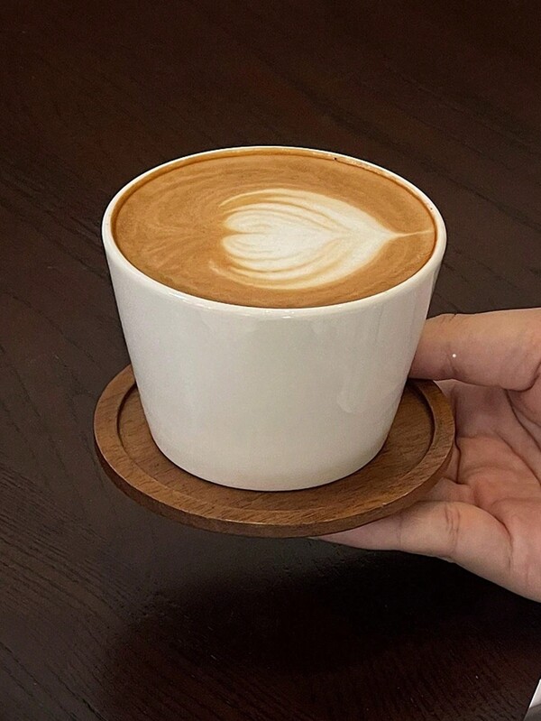 1 件（杯子 + 碟子）日式简约纯色手柄杯，咖啡店拿铁艺术陶瓷杯，返校季