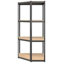 4 Piece Anthracite Steel And Engineered Wood 4 Layer Storage Shelves For Home Office Organization - Black - View 8
