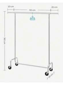 SONGMICS Heavy Duty Clothes Rack, 300lbs Load Capacity, Garment Rack, Silver - Silver - View 4