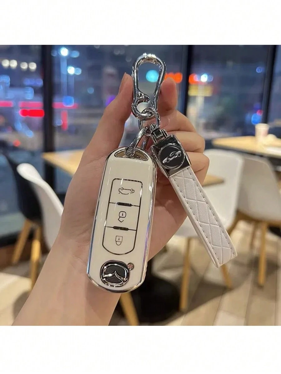 2 件装软质 PVC 汽车钥匙扣保护套 适用于 Axela Atenza CX3/CX4 钥匙链扣 - 黑與白 - 查看 1