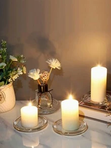 1 szt. Przezroczysty szklany świecznik, okrągła taca do serwowania, świecznik na świece filarowe, kreatywna dekoracja domu na wesela, impreza, aromaterapia, najlepsze prezenty, dekoracja Rama