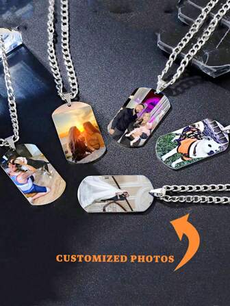 1 Collar personalizado con foto UV personalizada - Diseño único, foto a color personalizada grabada, cadena de acero inoxidable duradera, regalo personalizado perfecto para el Día de San Valentín, accesorios de regalo personalizados, glamour de Año Nuevo