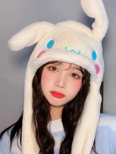 Sanrio Hello Kitty, Kulomi, Pochacco Women's Cute Big Ear Rabbit Beanie Hat, Cartoon Bubble Knit Rabbit Winter Hat, Warm & Interesting, Decorative Casual Hat