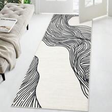 Modern Geometric Abstract Carpet Faux Cashmere Indoor Carpet Washable Area Rug Foldable Non-Slip Carpet Home Decorative Carpet For Living Room Dining Room Bedroom - Black Beige - View 5