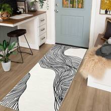 Modern Geometric Abstract Carpet Faux Cashmere Indoor Carpet Washable Area Rug Foldable Non-Slip Carpet Home Decorative Carpet For Living Room Dining Room Bedroom - Black Beige - View 4