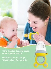 4 Stücke Baby Kleinkind Obst und Gemüse mit Griffen, perfekter Fütter-Ergänzungsnahrungsmittel-Halter mit 3 verschiedenen Größen an Saugeraufsätzen, cartoon Froschform Zahndurchbrecher