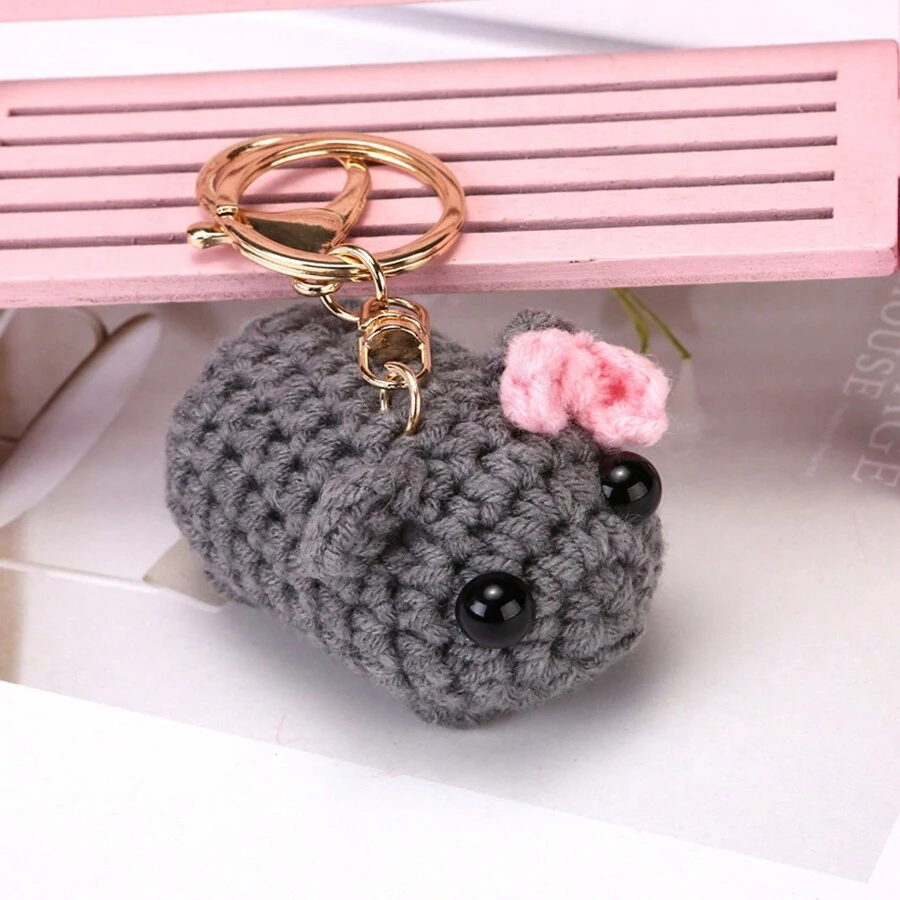 1 件 2.5 英寸可爱迷你毛绒悲伤仓鼠填充娃娃，柔软雪尼尔材质，可用作钥匙扣装饰，送给朋友、情侣、女朋友的礼物，手工工艺品 - 彩色 - 查看 1