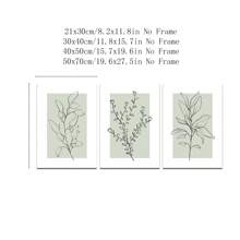 植物线条艺术海报 3 件套印刷品、鼠尾草绿色墙壁艺术印刷品、极简主义现代中性卧室客厅墙壁艺术装饰、北欧极简主义艺术花卉叶子帆布画，适用于客厅卧室，无框架
