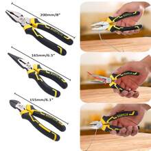 ANTSAY 3-Piece Pliers Set, 8″ Combination Pliers, 6″ Diagonal Cutting Pliers, 6″ Needle Nose Pliers Set, Portable Electrician Tools Set
