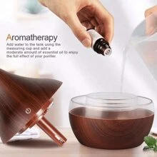 300ml Essential Oil Diffuser, Oil Diffuser, LED Humidifier, Automatic Shut-Off Ultra Quiet USB Wooden Humidifier With USB Cable, Suitable For Living Room And Bedroom SPA, Containing 2 Types Of Oil