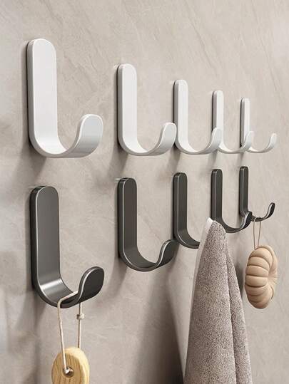 10/5/1pc Strong Adhesive Hook, Metal Hook, Punch-Free, Waterproof Bathroom Wall Hook, Home Use Key, Handbag, Hat, Clothes, Towel Organization Adhesive Hook, Door Back Hook, Suitable For Kitchen, Bathroom, Toilet Wall Hook