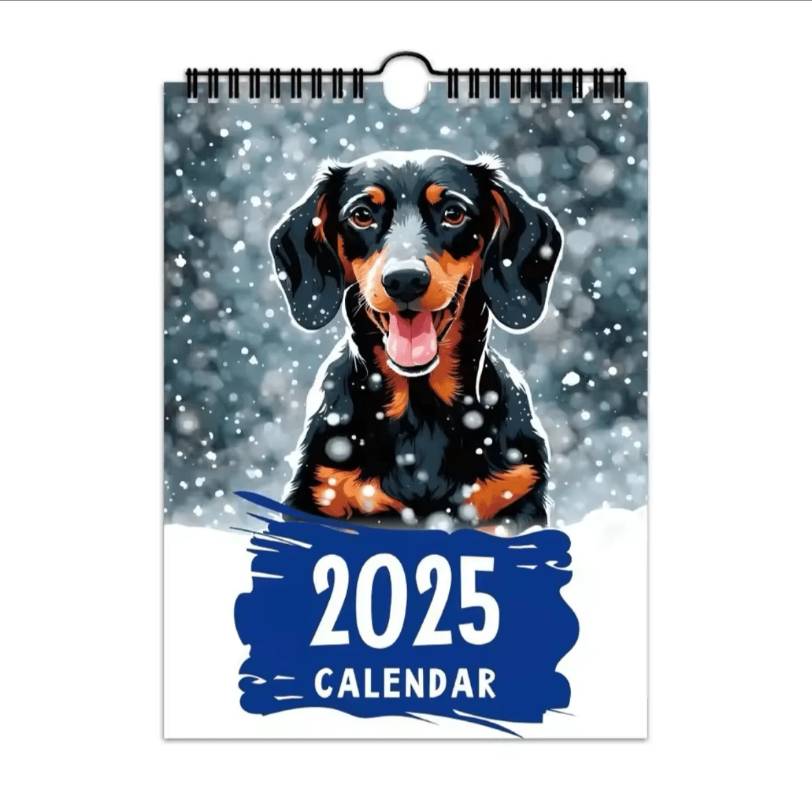 Calendrier mural 2025 avec motif de teckel à accrocher, calendrier hebdomadaire et mensuel 2025