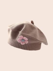 1 st. Kinderhoed Vrouwelijke Baby Schattige Bloem Baret Meisjes Gebreide Wollen Hoed Zoete Schildershoed Geschikt voor Dagelijks Gebruik In De Herfst En Winter Seizoen