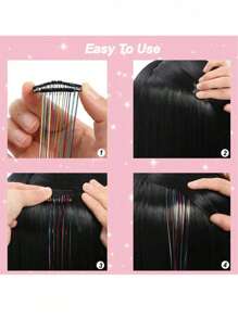 12 件夹式中长直合成接发，时尚派对圣诞礼物女士金色线接发，12 件一包，夹式 20 英寸彩色闪光接发，节日礼物派对耀眼发饰 - 白色 - 查看 8