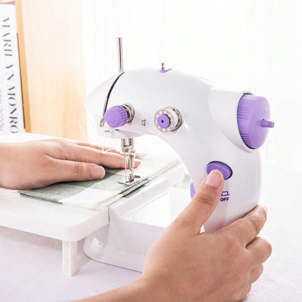 Mini machine à coudre  - Blanc - Table - Points droits - Enroulement automatique