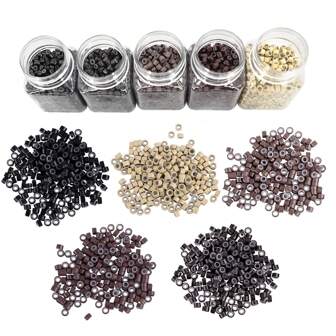 500 قطعة من الحلقات الصغيرة المصنوعة من السيليكون بقطر 5مم لتوصيل شعر الإضافات الصناعية، أقراص سيليكون صغيرة ممتازة لشعر الإضافات الصناعية الطبيعي، أداة لتركيب الشعر الصناعي