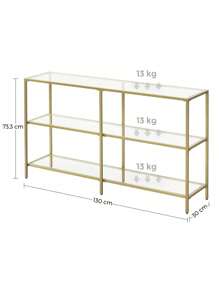 VASAGLE ULGT024A01 51.5 Inch Console Sofa Table With 3 Shelves, Entryway Table With Tempered Glass Shelf, Gold - Gold - View 3