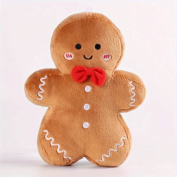 1 PIEZA Muñeca de pan de jengibre, decoración de pan de jengibre de dibujos animados, cojín de sofá, decoración del hogar para fiestas, material de fibra sintética, muñeca de Pascua