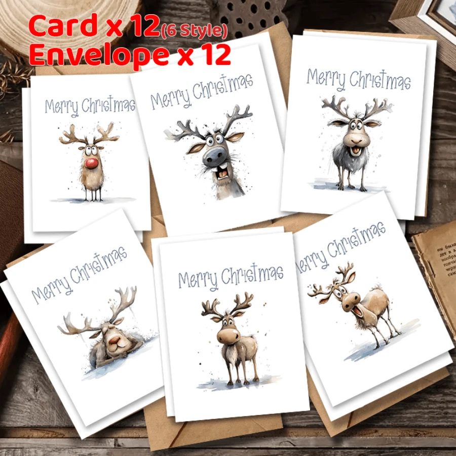 24 tarjetas de Navidad, 6 estilos, Feliz Navidad y Próspero Año Nuevo