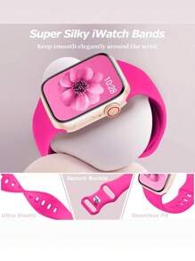 2 件装升级加长运动表带,兼容 表带 38 毫米 40 毫米 41 毫米 42 毫米 44 毫米 45 毫米 46 毫米 49 毫米,柔软硅胶防水表带,兼容 Series 11 10 9 Ultra 8 7 6 5 4 3 2 1 SE 女士男士替换表带腕带 - Black and Hot Pink - 查看 4