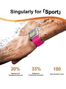 2 件装升级加长运动表带,兼容 表带 38 毫米 40 毫米 41 毫米 42 毫米 44 毫米 45 毫米 46 毫米 49 毫米,柔软硅胶防水表带,兼容 Series 11 10 9 Ultra 8 7 6 5 4 3 2 1 SE 女士男士替换表带腕带 - Black and Hot Pink - 查看 5