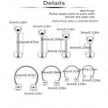 8/16/32 Pcs Stainless Steel Septum Nose Rings Set - Stainless Steel Lip Stud Set-Women Men's Body Piercing Jewelry Gift Stainless Steel Piercing Jewelry Set Lip Studs Tongue Studs Ear Studs Nose Studs Nipple Rings Tongue Rings Stainless Steel 14G 16G Straight Bar Curved Bar Bell Piercing Jewelry