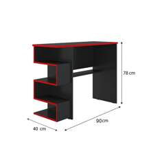 Gaming Computer Table – Desk With Black And Red Niche - Red - View 3