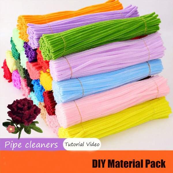 200 piezas de limpiapipas DIY a granel con 1 video tutorial paso a paso, tallos de chenilla talla grande gruesos, limpiapipas para manualidades, manualidades con limpiapipas, suministros de arte y decoración, regalo de Navidad