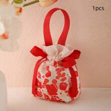 1pc Per Pack Flower Non Woven Gift Packaging Bag High Quality Silk Satin Drawstring Bags Suitable For Wedding Valentine's Day Party Birthday Decoration