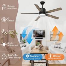 Ceiling Fan With Light And Remote Control, 52 ''Modern Ceiling Fan 6-Speed Reversible, Suitable For Outdoor Terraces, Bedrooms, And Living Rooms - Beige - View 3