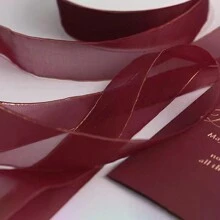 1pc Gold Edged Organza Ribbon,Transparent Satin Ribbon For DIY Gift Box Packaging,Decorative Bowknot ,Clothes Accessories