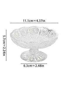 1pc Vintage High-End Embossed Floral Glass Fruit Bowl, Creative Small Exquisite Dessert, Snack, Candy Serving Tray, Cake Plate
