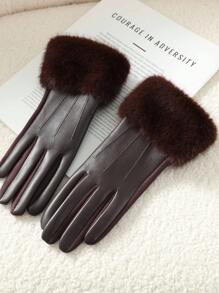 1 Pair Women's New Autumn/Winter Solid Color Elegant Casual Street Polyester Full Finger Gloves - Coffee Brown - View 1
