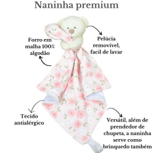 Premium Baby Blanket For Boy And Girl With Pacifier Clip And Removable Interactive Bear Face Double-Sided Blanket Made Of 100% Cotton Mesh And Absorbent And Printed Plush, Anti-Allergic And Comfortable - 淺粉色 - 查看 3