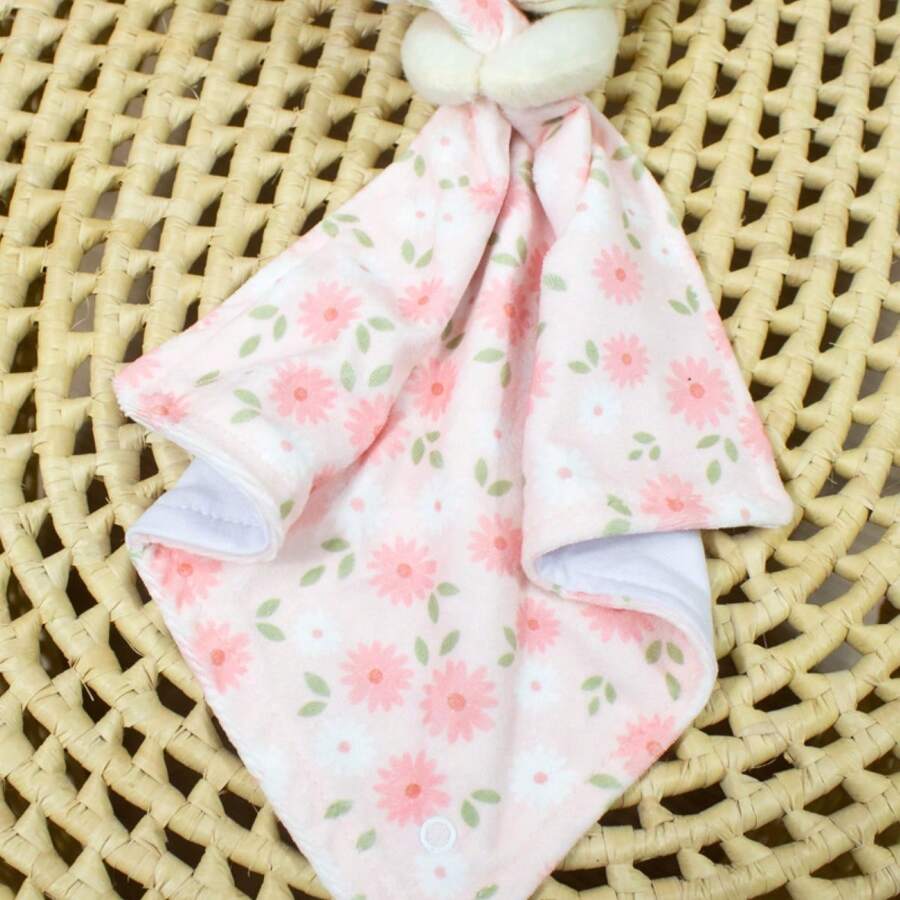Premium Baby Blanket For Boy And Girl With Pacifier Clip And Removable Interactive Bear Face Double-Sided Blanket Made Of 100% Cotton Mesh And Absorbent And Printed Plush, Anti-Allergic And Comfortable - 淺粉色 - 查看 1