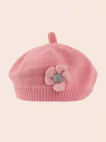 1 st. Kinderhoed Vrouwelijke Baby Schattige Bloem Baret Meisjes Gebreide Wollen Hoed Zoete Schildershoed Geschikt voor Dagelijks Gebruik In De Herfst En Winter Seizoen