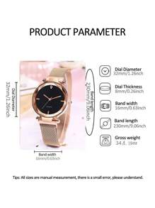 女士小手表奢华风格奢华简约创意华丽浪漫石英表生日情人节感恩节礼物送给她的浪漫礼物 - 玫瑰金 - 查看 3