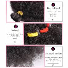 Springy Afro Twist Hair Marley Twist Braiding Hair Pre-Separated Kinky Twist Hair Braids Afro Kinky Bulk Afro Curly Synthetic Hair Short 12/16/24" Crochet Braiding Hair Extensions For American Women - Dark Brown - View 7