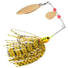 HENGJIA Bearded 鱼饵 16 克旋转诱饵 Buzzbait 渔具 3D 眼橡胶铅头钩带亮片适用于梭子鱼鲈鱼铅头钩 - 彩色 - 查看 12