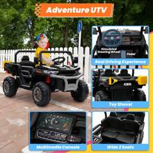 Joyracer 24V Ride On Toys UTV With Remote Control, 2 Seater Ride On Dump Truck, 2x200W Electric Powered 4-Wheeler Toys With Trailer & Shovel, MP3/Bluetooth Music, Big Kids