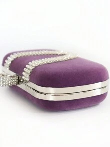 手工水钻装饰 U 型晚装包、手拿包，适合派对、婚礼、礼服