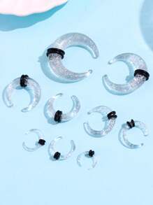 Bộ 9 khuyên xỏ khuyên tai hình chữ U bằng Acrylic nhiều màu sắc lấp lánh phong cách Punk Rock Hip-Hop, kiểu sừng bò, dụng cụ xỏ khuyên, phụ kiện xỏ khuyên trang sức cơ thể Unisex, thích hợp cho lễ hội và tiệc tùng - Nhiều màu - Xem 3