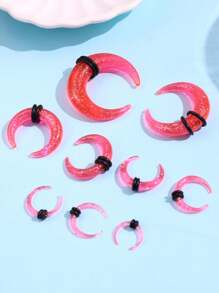 Bộ 9 khuyên xỏ khuyên tai hình chữ U bằng Acrylic nhiều màu sắc lấp lánh phong cách Punk Rock Hip-Hop, kiểu sừng bò, dụng cụ xỏ khuyên, phụ kiện xỏ khuyên trang sức cơ thể Unisex, thích hợp cho lễ hội và tiệc tùng - Nhiều màu - Xem 8