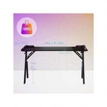 LILIIN 120/ 140/ 160 x 60cm Gaming Tisch Gamer Schreibtisch A-förmiger Computertisch mit RGB LED-Licht, Kohlefaseroberfläche Ergonomischer Eckschreibtisch mit Getränkehalter und Kopfhörerhaken