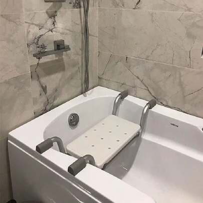 Siège de bain pour personnes âgées, banc de douche, siège de baignoire, plateau de bain avec 2 largeurs réglables, en aluminium, capacité de charge 120 kg, décoration de salle de bain blanche, accessoires de salle de bain d'été, retour à l'école