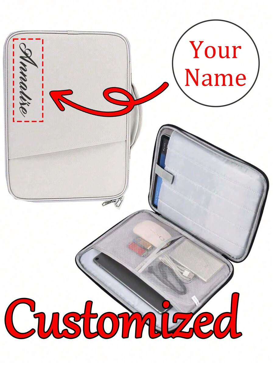 1pc Customized Name Compatible With Ipad Storage Bag Protective Sleeve Tablet Bag Laptop Liner Bag Case With Pocket 10.8-11 Inch Tablet Sleeve Bag