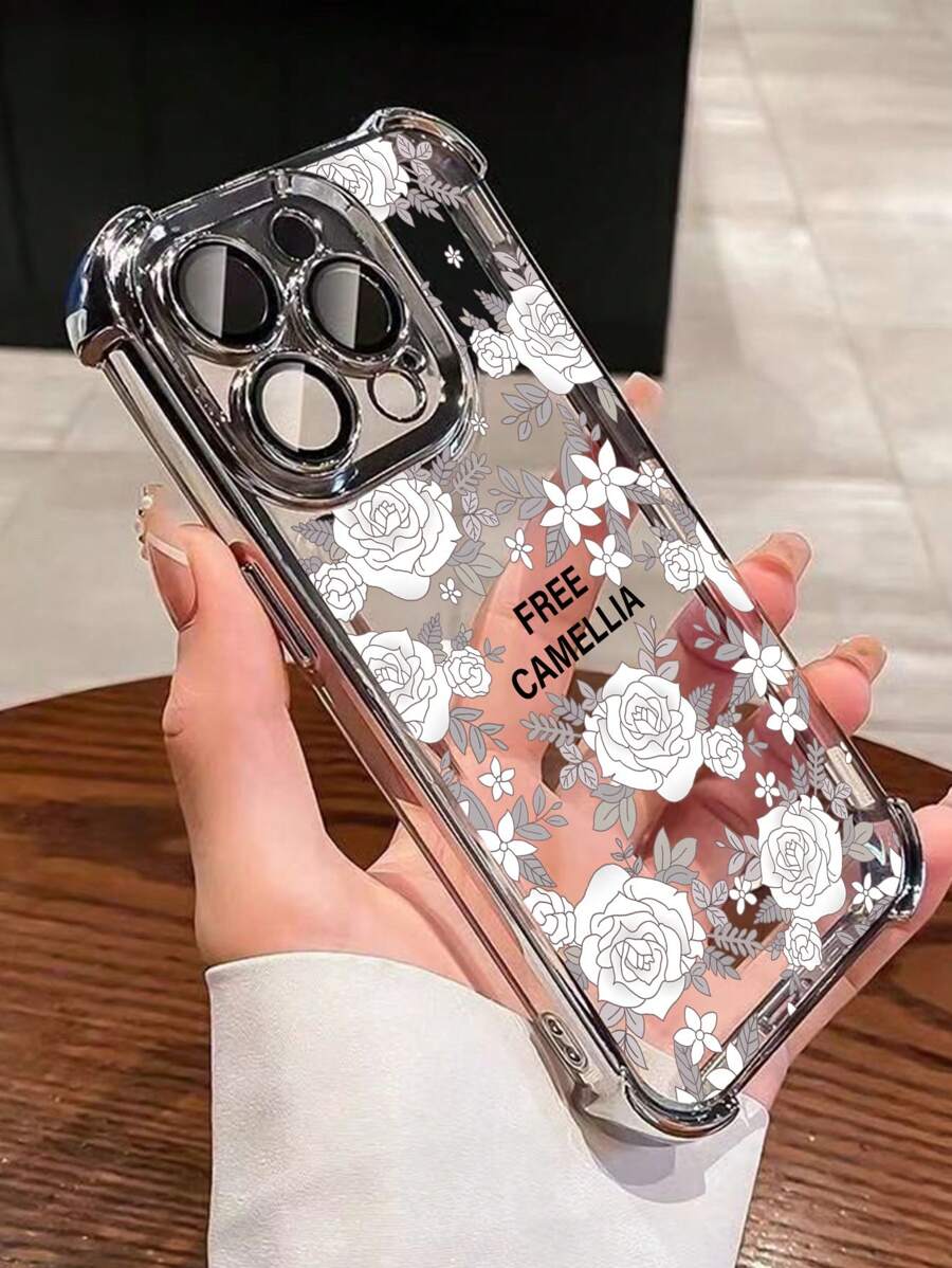 1 Stück neue Rose Malerei, elektroplattierter Vier-Ecken-Airbag stoßfester/verstärkter transparenter TPU Schutzhülle kompatibel mit iPhone/16 Pro Max/16 Pro/16/13 Pro Max/12 Pro Max 11, 15 Pro Max, 14 Pro Max/Galaxy, SAM/Honor/Note 13 Pro/S23 Ultra/S24 Ultra, internationale Version, nicht die Inlandsversion - Silber - Übersicht 1